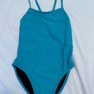 Jolyn Clothing Blue One-Piece Swimsuit with Scoop Neckline